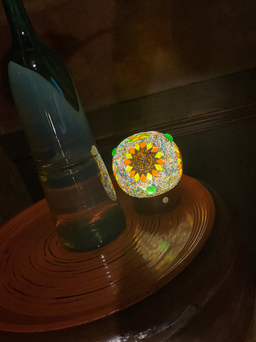 ガラス製人感センサーフットライト(丸)